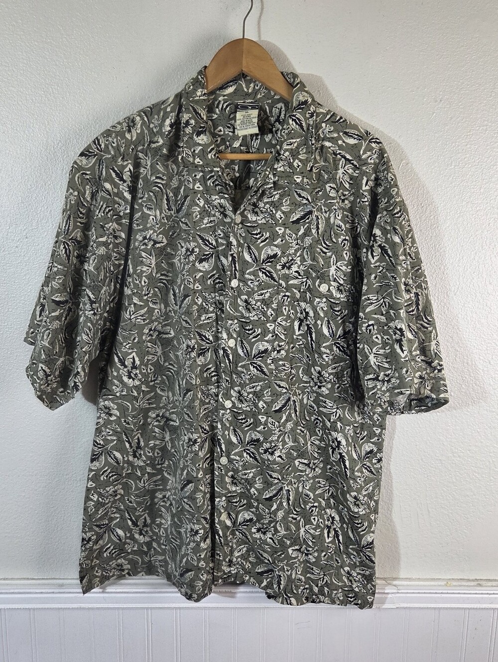 Vintage OP Ocean Pacific Hawaiian Shirt XL Floral Tropical Button Up Surf 90s